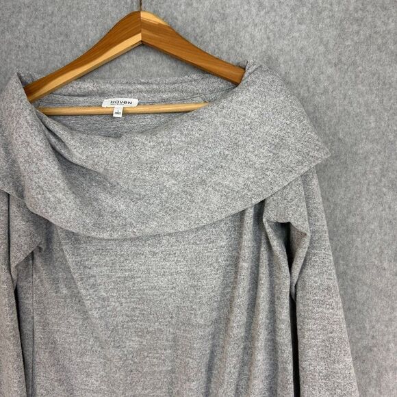 Haven Well Within Size Small Gray Sweater Cowl Neck Long Sleeve Wide Neck Womens - Picture 3 of 10